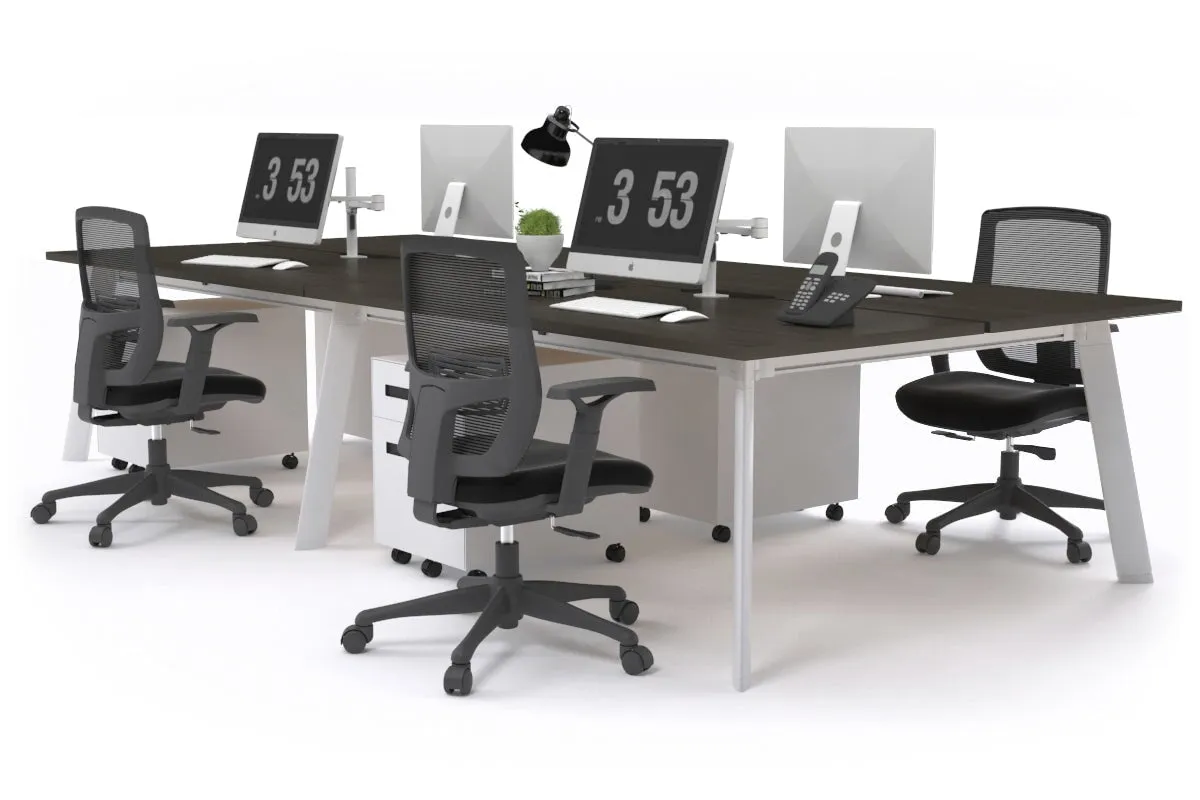 Switch - 4 Person Workstation White Frame [1400L x 800W with Cable Scallop]