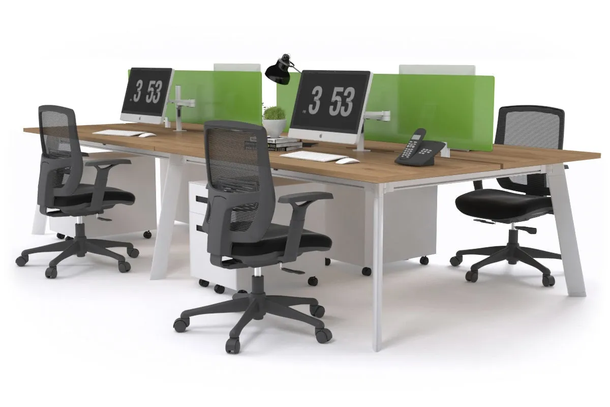 Switch - 4 Person Workstation White Frame [1400L x 800W with Cable Scallop]