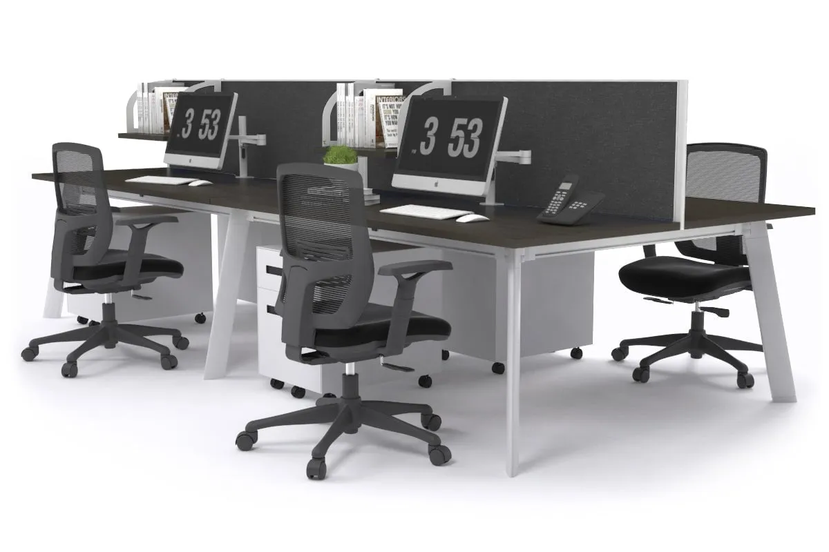 Switch - 4 Person Workstation White Frame [1400L x 800W with Cable Scallop]