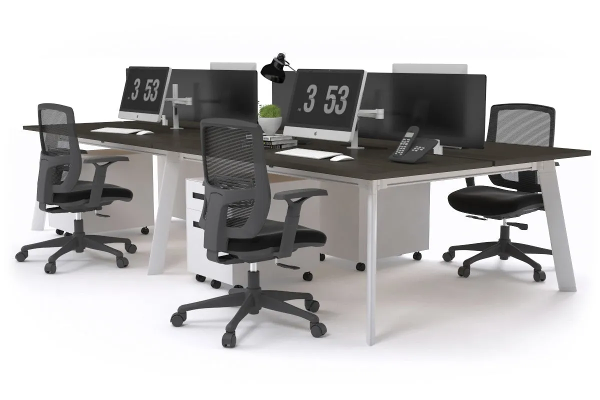 Switch - 4 Person Workstation White Frame [1400L x 800W with Cable Scallop]