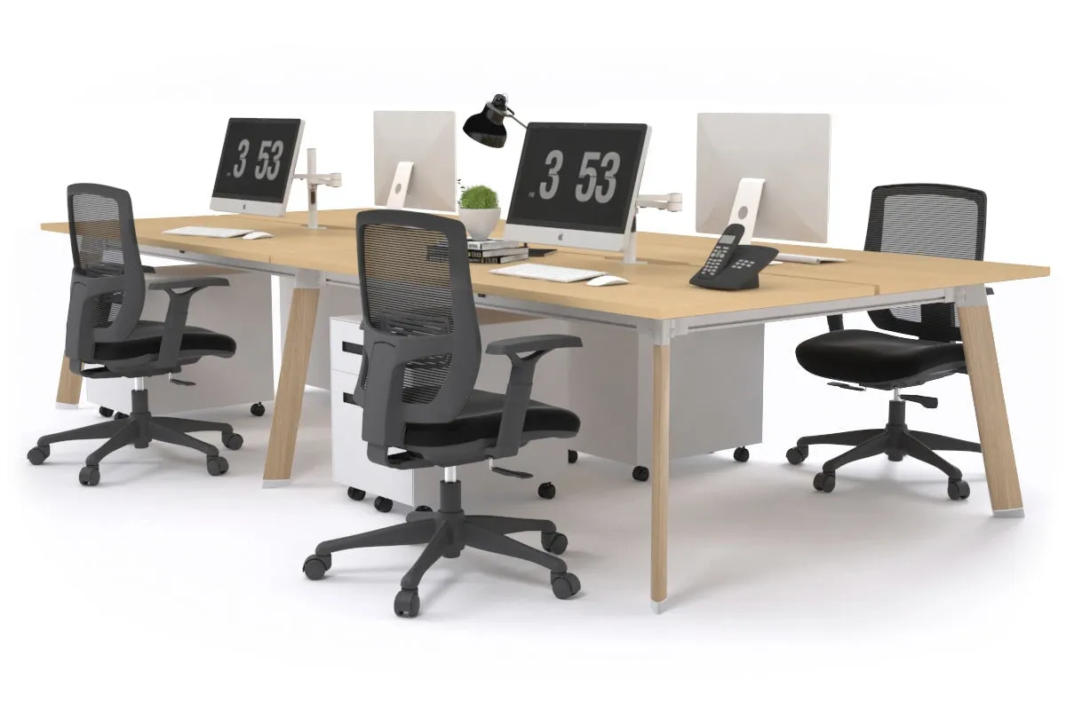 Switch - 4 Person Workstation Wood Imprint Frame [1400L x 800W with Cable Scallop]