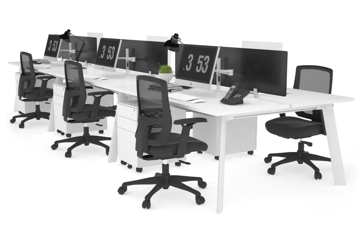 Switch - 6 Person Workstation White Frame [1800L x 700W]