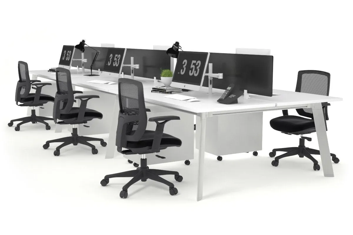 Switch - 6 Person Workstation White Frame [1800L x 800W with Cable Scallop]