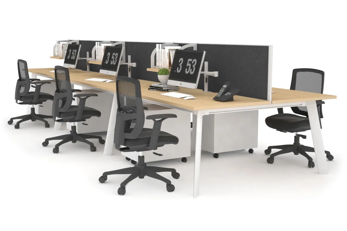 Switch - 6 Person Workstation White Frame [1800L x 800W with Cable Scallop]
