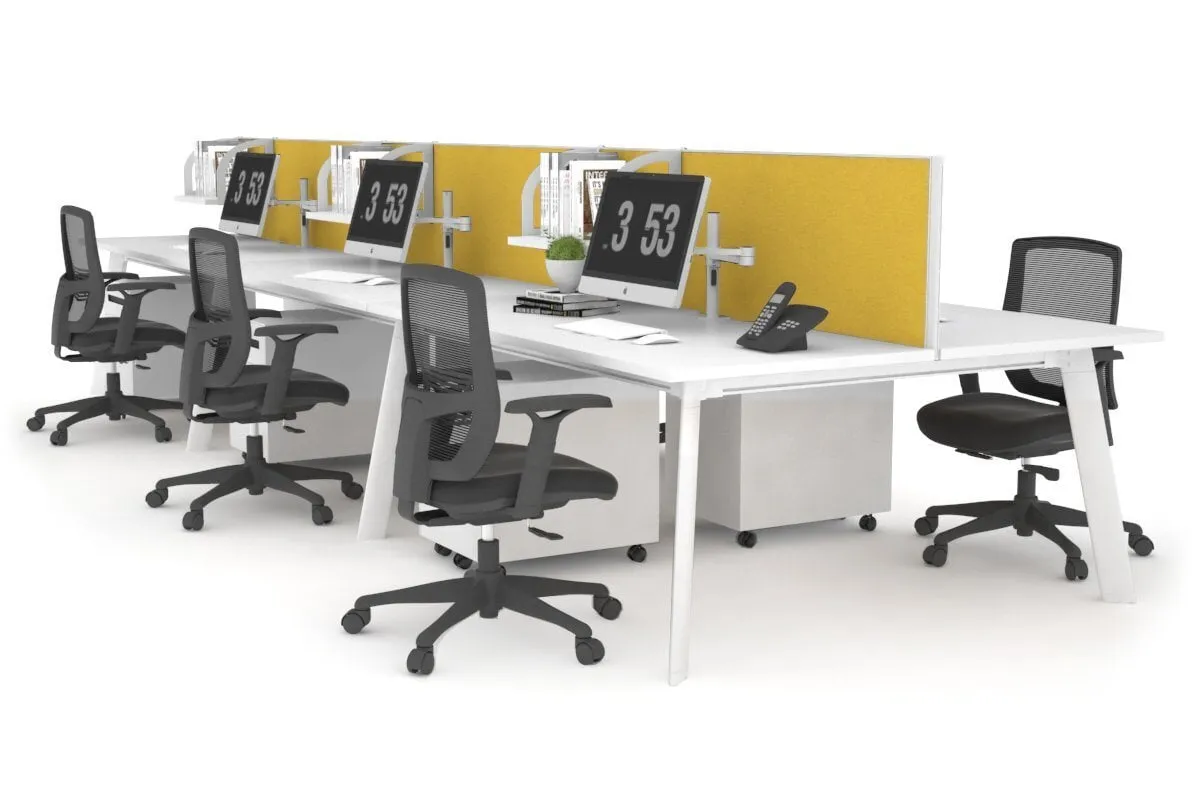 Switch - 6 Person Workstation White Frame [1800L x 800W with Cable Scallop]