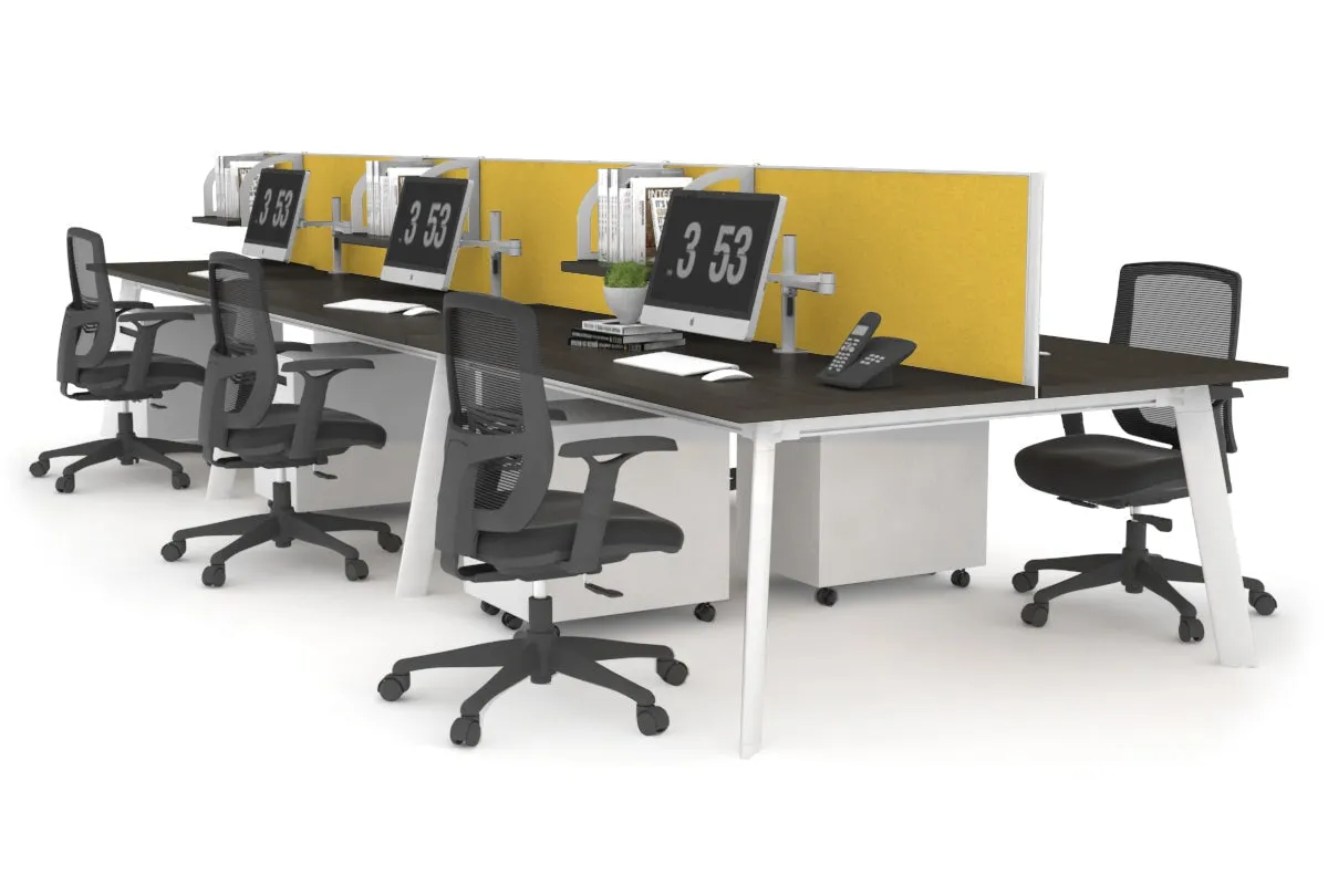 Switch - 6 Person Workstation White Frame [1800L x 800W with Cable Scallop]