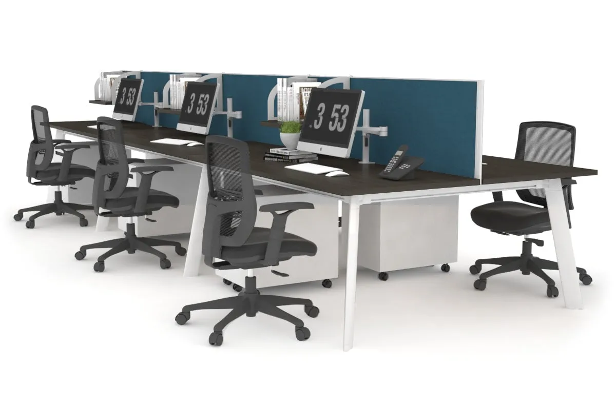 Switch - 6 Person Workstation White Frame [1800L x 800W with Cable Scallop]