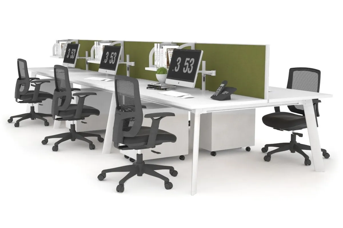 Switch - 6 Person Workstation White Frame [1800L x 800W with Cable Scallop]