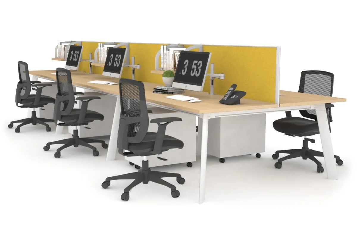 Switch - 6 Person Workstation White Frame [1800L x 800W with Cable Scallop]
