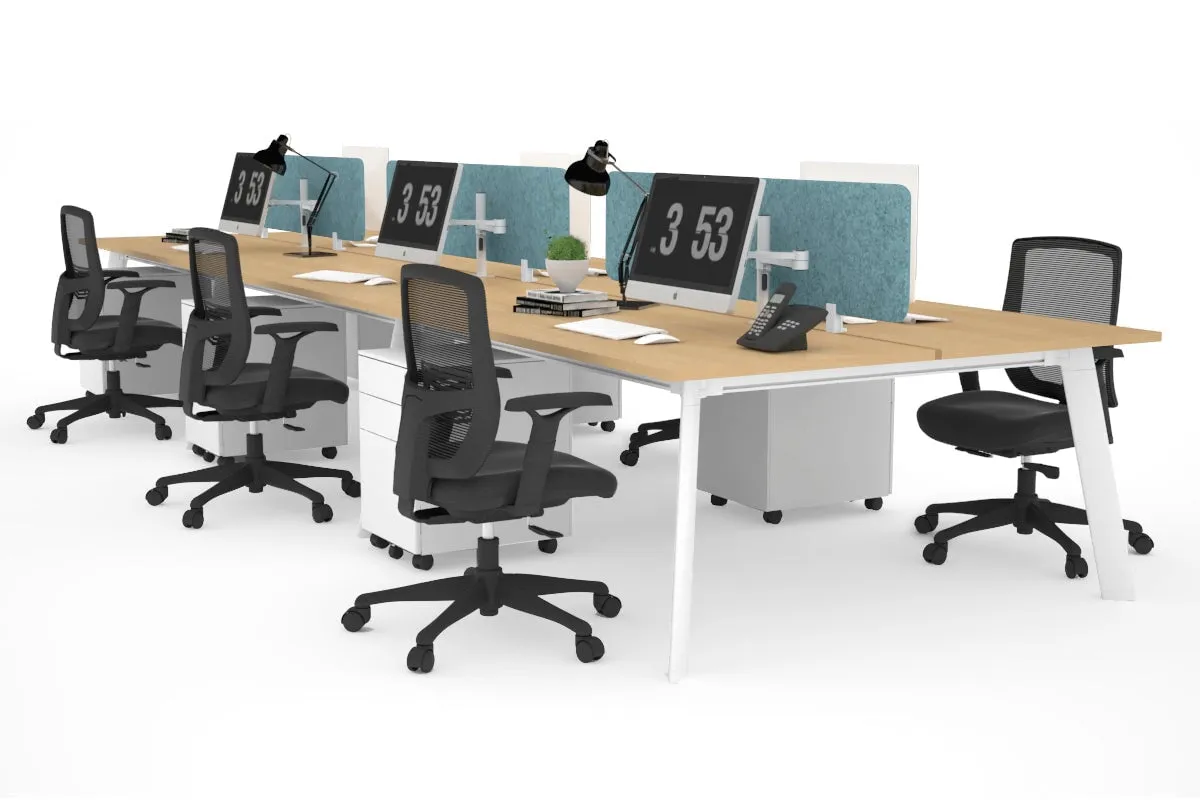 Switch - 6 Person Workstation White Frame [1800L x 800W with Cable Scallop]