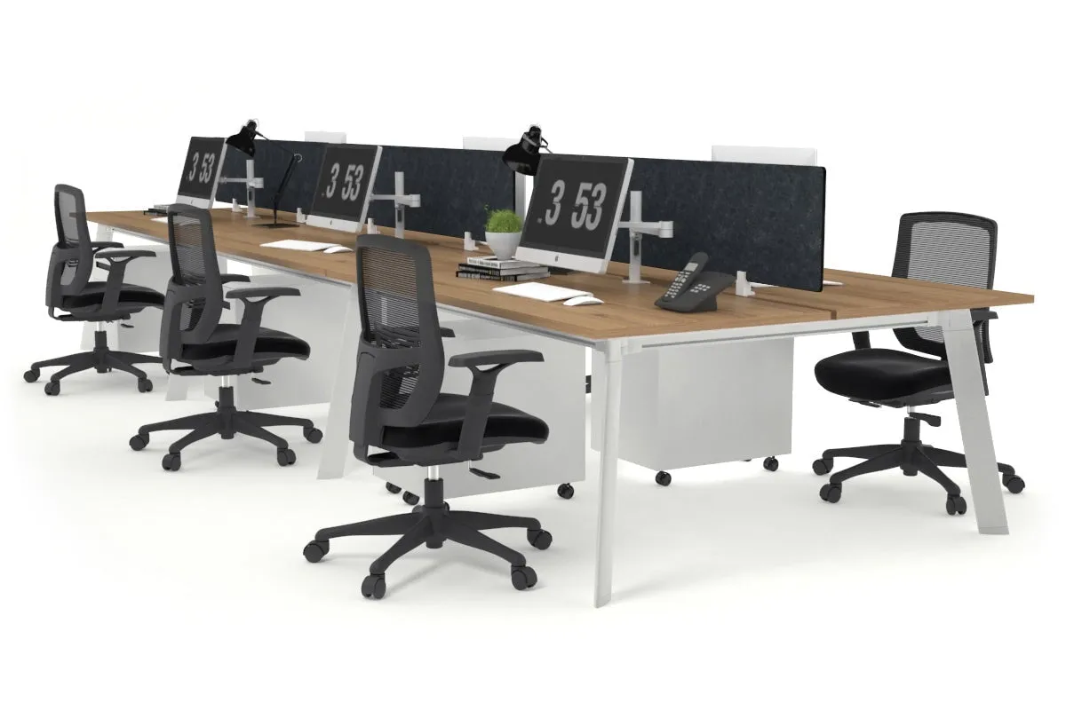 Switch - 6 Person Workstation White Frame [1800L x 800W with Cable Scallop]