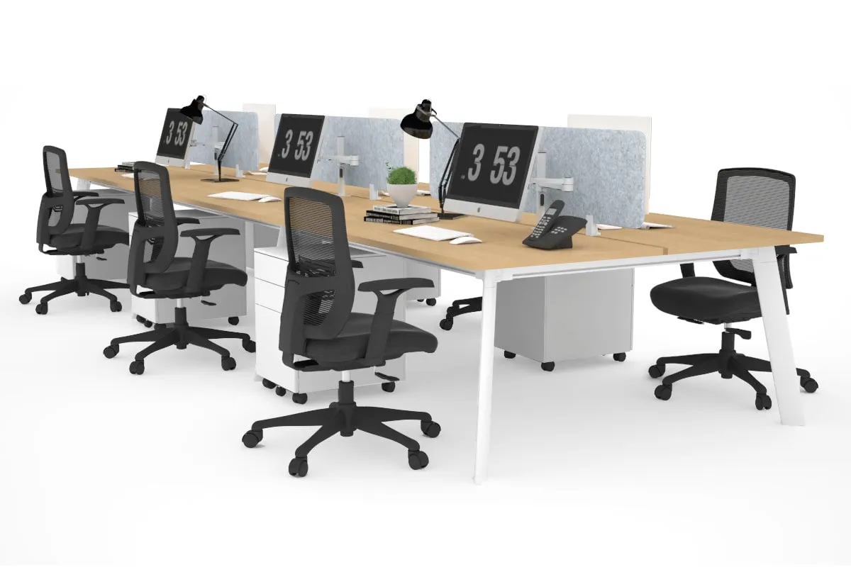 Switch - 6 Person Workstation White Frame [1800L x 800W with Cable Scallop]