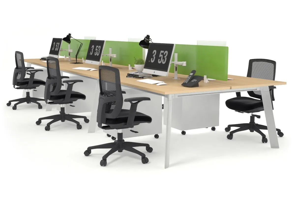 Switch - 6 Person Workstation White Frame [1800L x 800W with Cable Scallop]