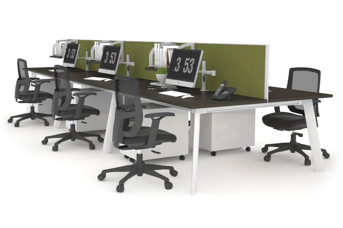 Switch - 6 Person Workstation White Frame [1800L x 800W with Cable Scallop]