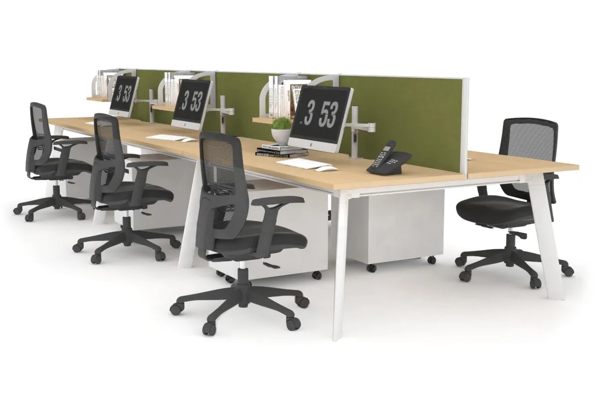 Switch - 6 Person Workstation White Frame [1800L x 800W with Cable Scallop]