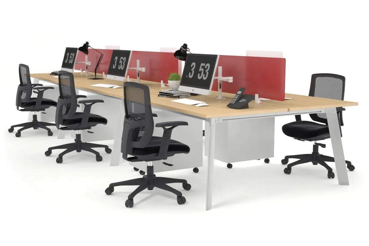 Switch - 6 Person Workstation White Frame [1800L x 800W with Cable Scallop]