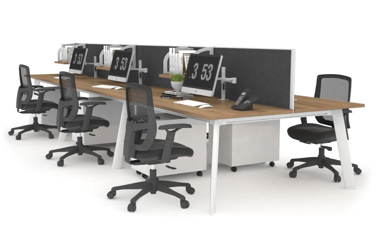 Switch - 6 Person Workstation White Frame [1800L x 800W with Cable Scallop]