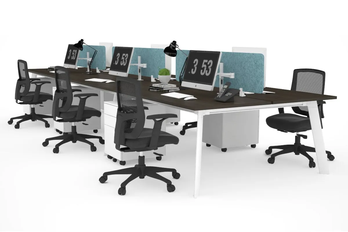 Switch - 6 Person Workstation White Frame [1800L x 800W with Cable Scallop]