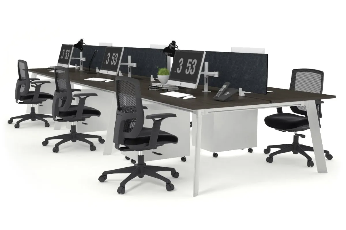 Switch - 6 Person Workstation White Frame [1800L x 800W with Cable Scallop]