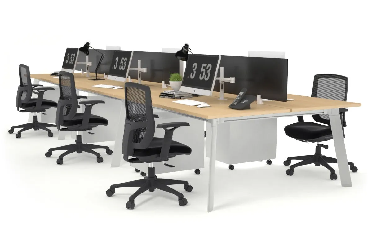 Switch - 6 Person Workstation White Frame [1800L x 800W with Cable Scallop]