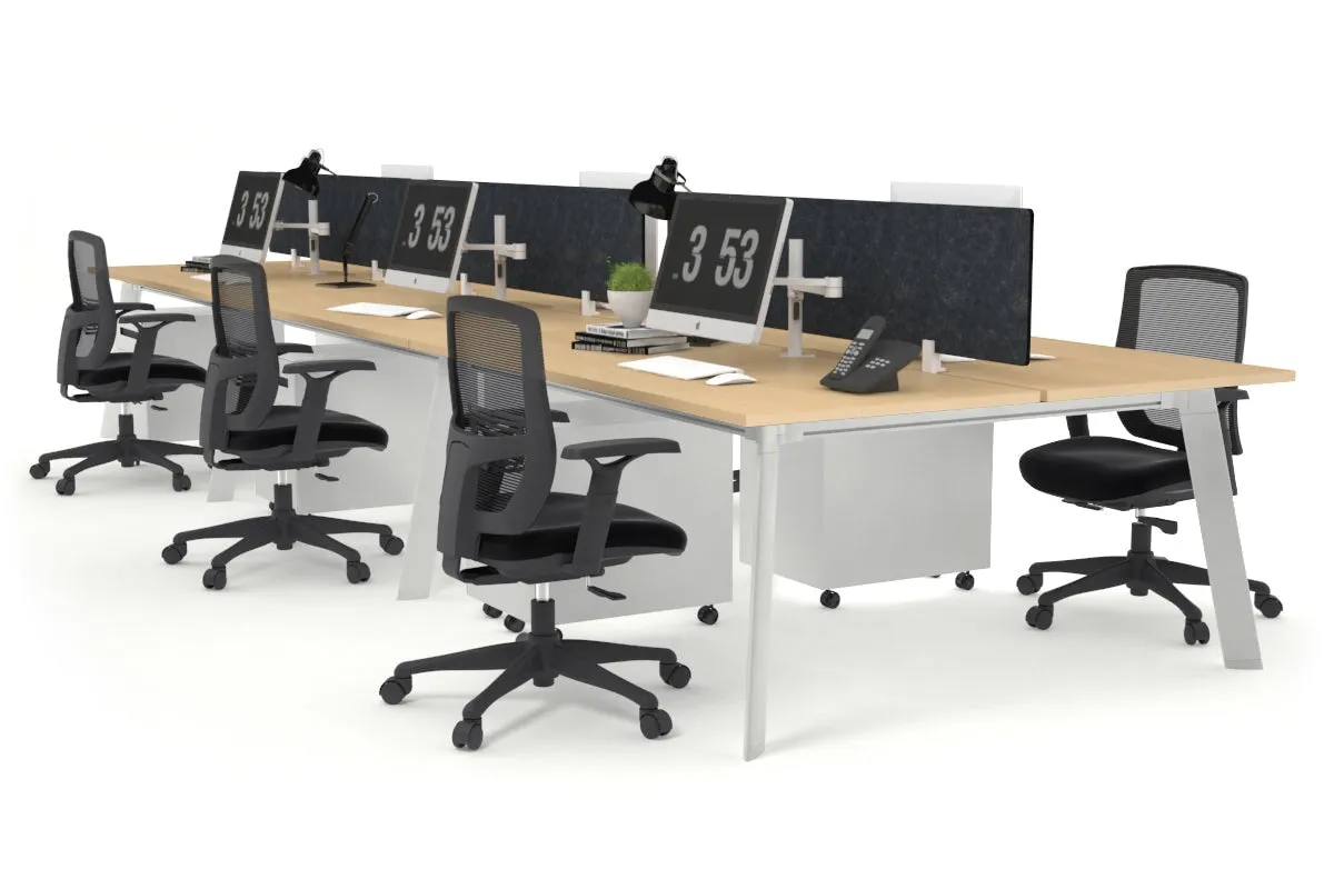 Switch - 6 Person Workstation White Frame [1800L x 800W with Cable Scallop]
