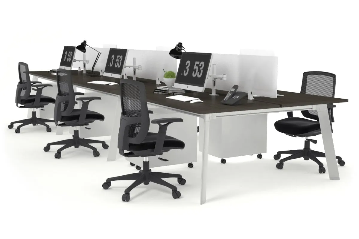Switch - 6 Person Workstation White Frame [1800L x 800W with Cable Scallop]