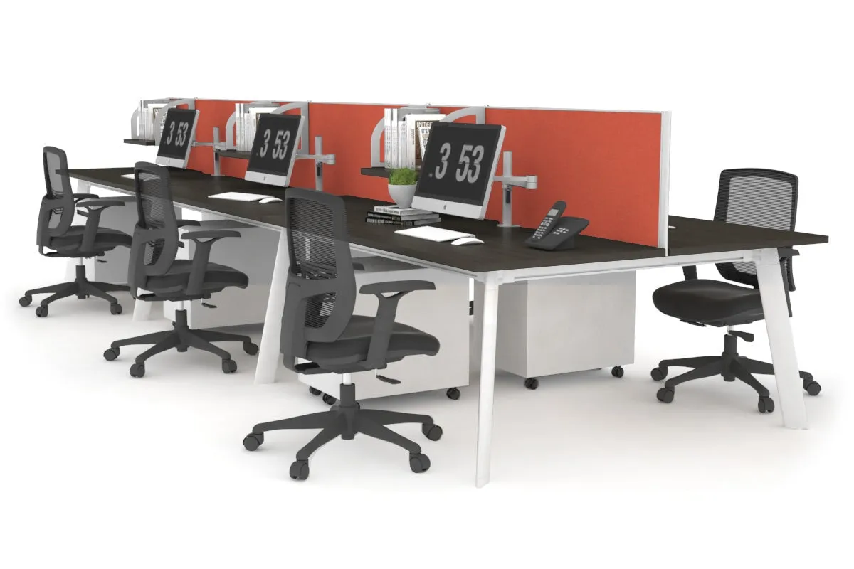 Switch - 6 Person Workstation White Frame [1800L x 800W with Cable Scallop]