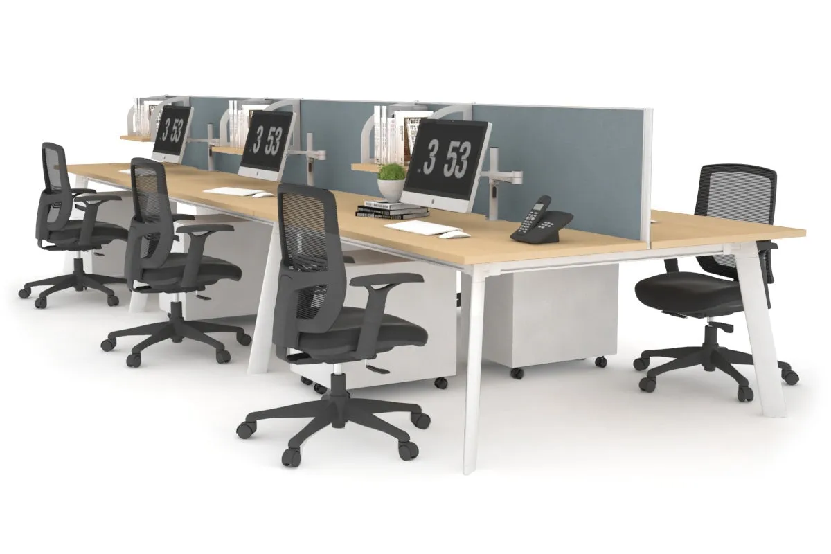 Switch - 6 Person Workstation White Frame [1800L x 800W with Cable Scallop]