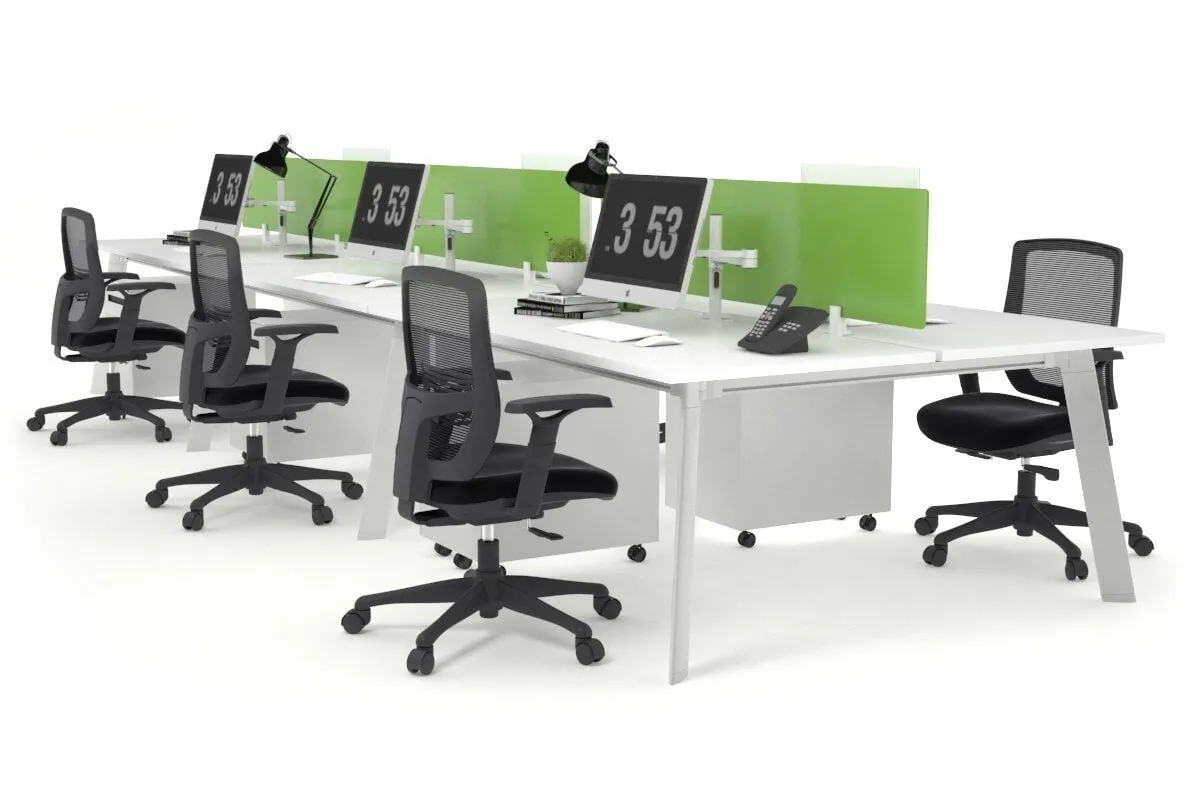 Switch - 6 Person Workstation White Frame [1800L x 800W with Cable Scallop]