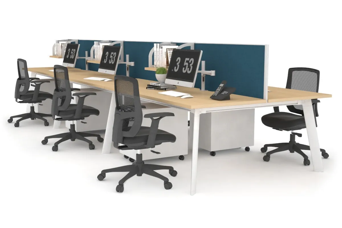 Switch - 6 Person Workstation White Frame [1800L x 800W with Cable Scallop]