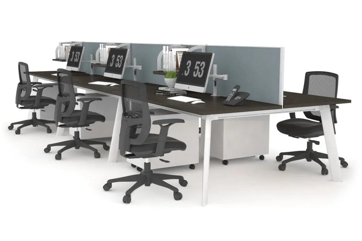 Switch - 6 Person Workstation White Frame [1800L x 800W with Cable Scallop]