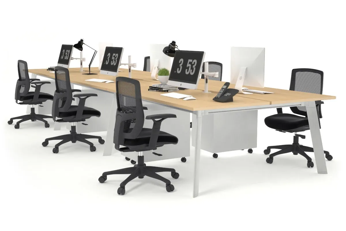 Switch - 6 Person Workstation White Frame [1800L x 800W with Cable Scallop]