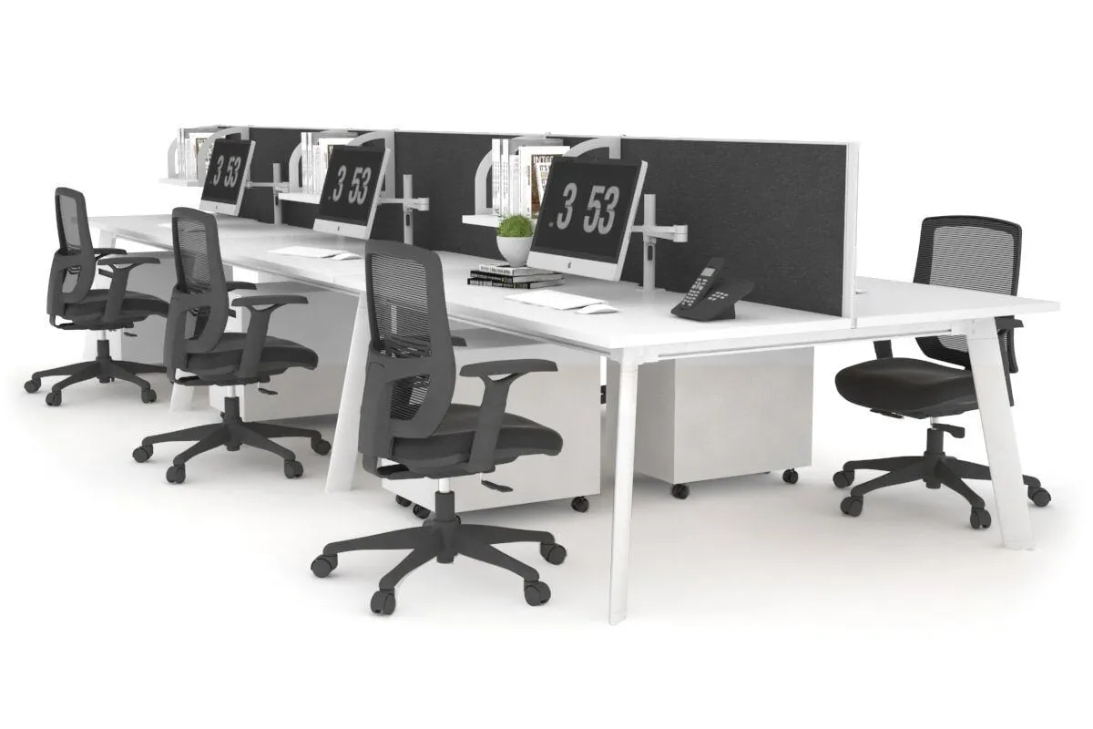 Switch - 6 Person Workstation White Frame [1800L x 800W with Cable Scallop]