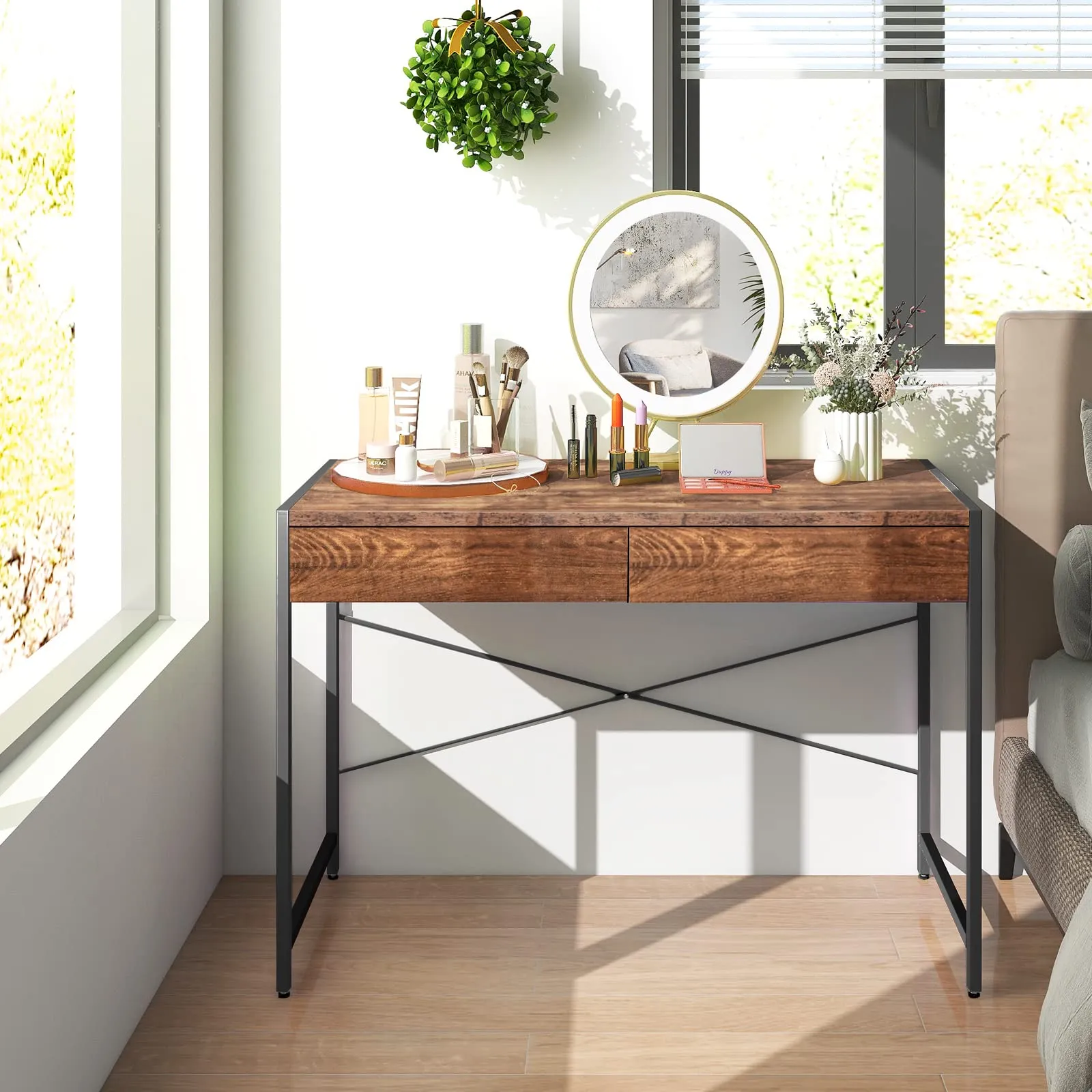 Tangkula Computer Desk with 2 Drawers