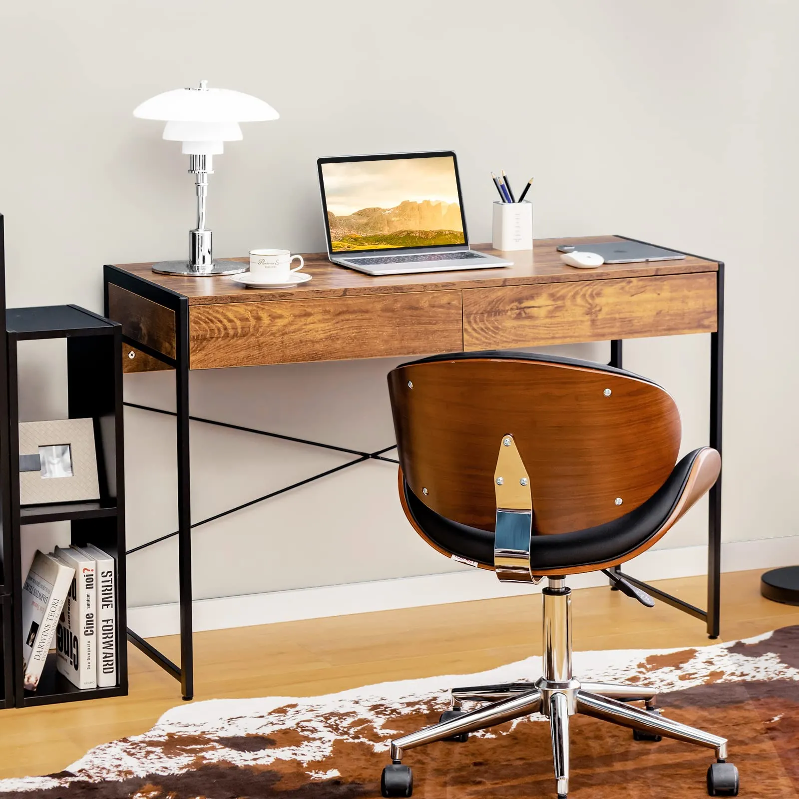Tangkula Computer Desk with 2 Drawers