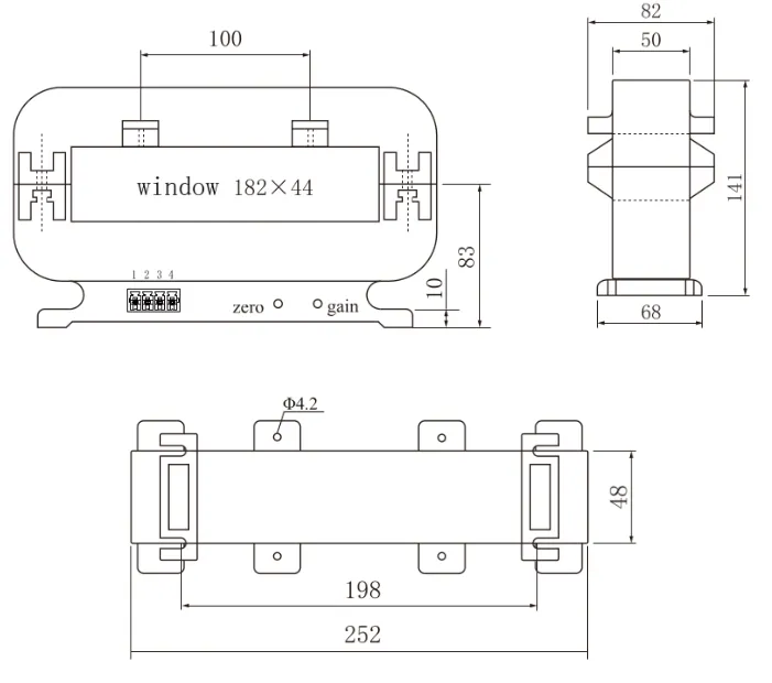 THST18244D-24-1000-RS485, Split Core Bipolar Hall Effect DC Current Transducer,  /-1000Amp DC,  24VDC Supply, 182 x 44 Square aperture, RS485 Modbus RTU Measurement Only