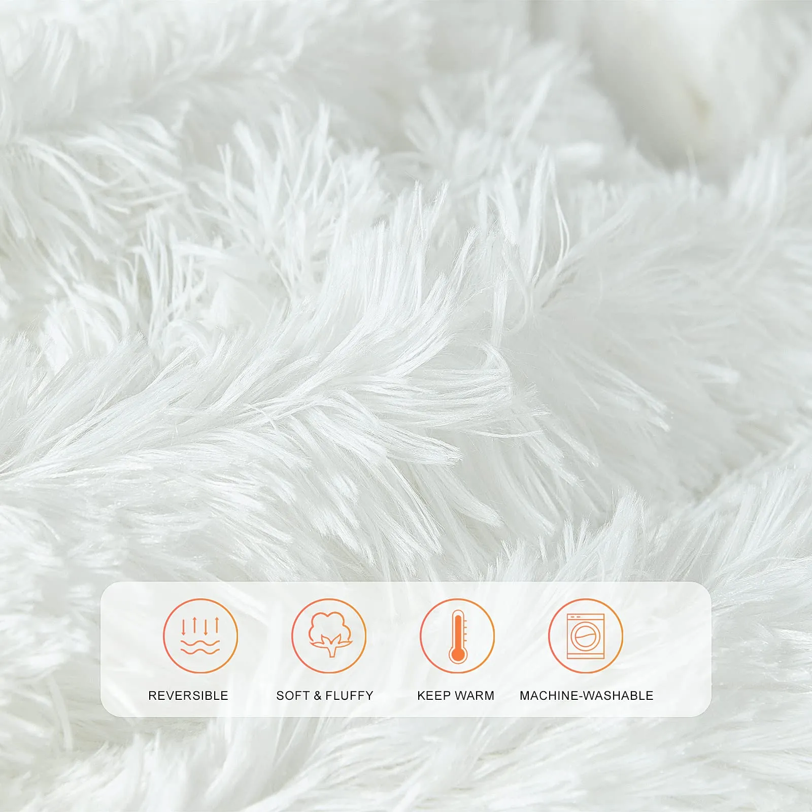 TOONOW Faux Fur Throw Blanket,50''x60'',Ultra Soft and Fluffy Blanket,Cozy Fuzzy Long Hair Shaggy Blanket,Plush Fleece Comfy Microfiber Lightweight Decorative Blanket for Couch Bed Sofa,Pure White