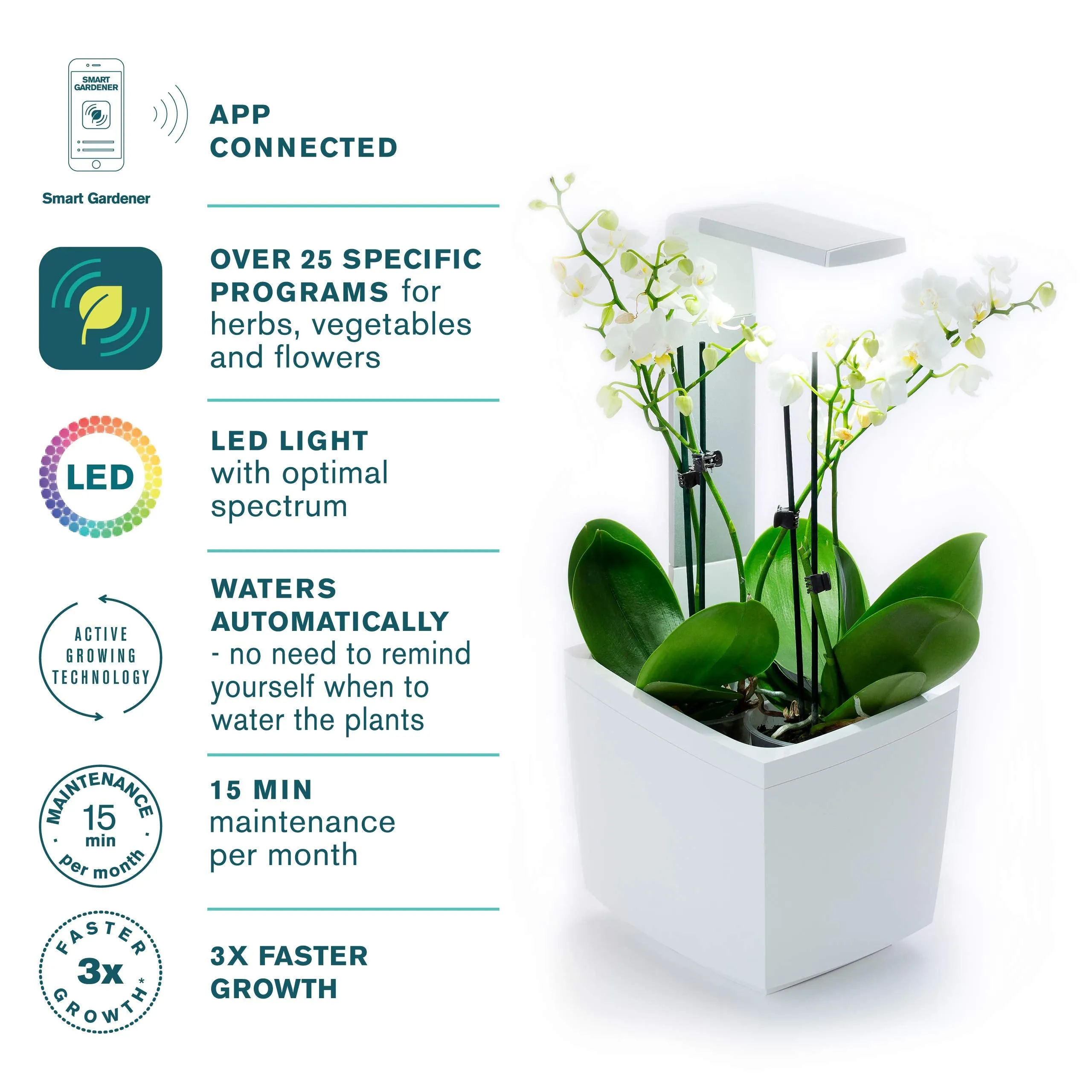Tregren Home Indoor Kitchen Garden - Smart LED Grow Light Kit For Both Outdoor & Indoor Plants & Gardening Kits - Plant Seeds & Herbs Using Active Growing Technology & Smart Gardener App (T3, White)