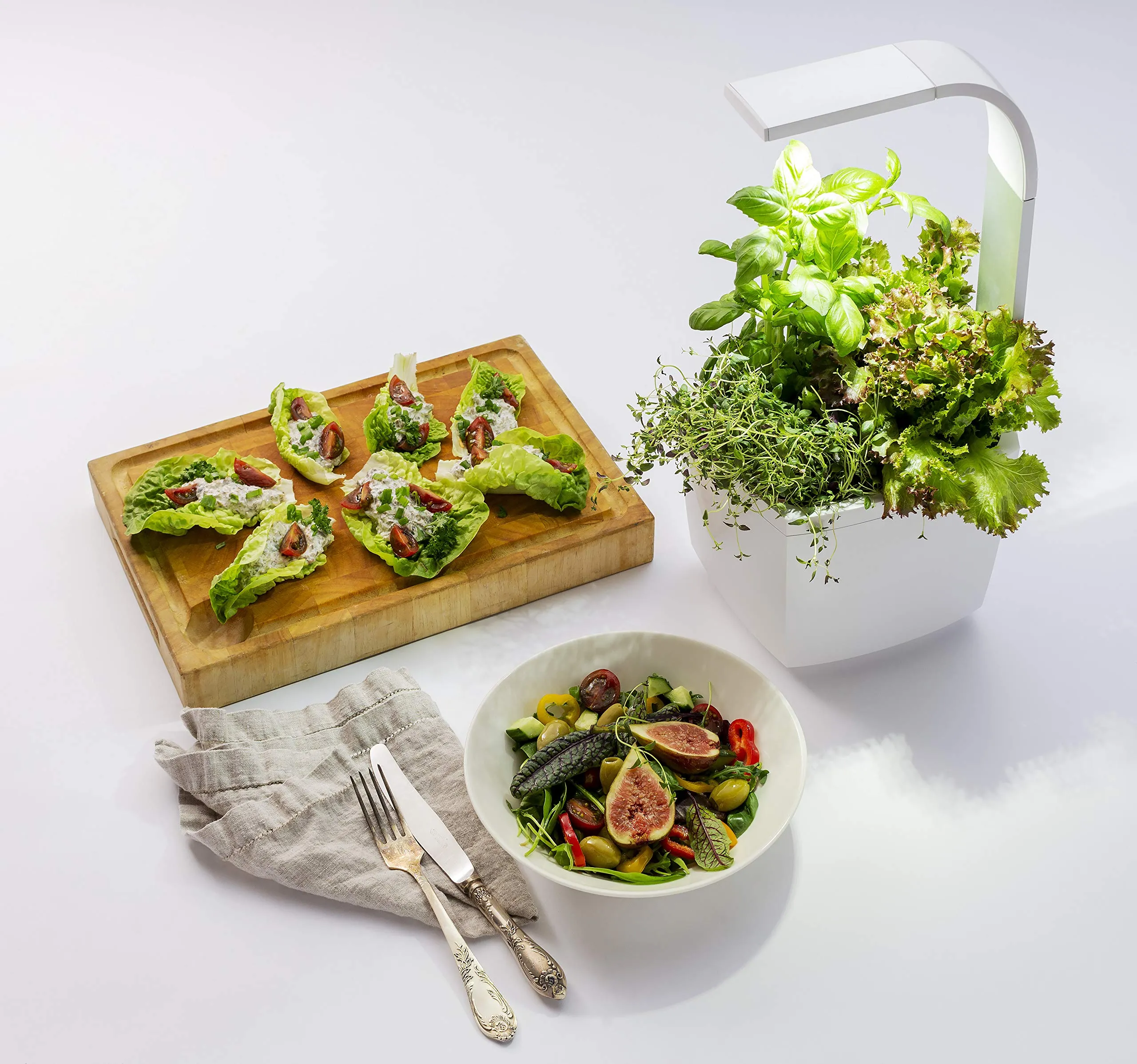 Tregren Home Indoor Kitchen Garden - Smart LED Grow Light Kit For Both Outdoor & Indoor Plants & Gardening Kits - Plant Seeds & Herbs Using Active Growing Technology & Smart Gardener App (T3, White)