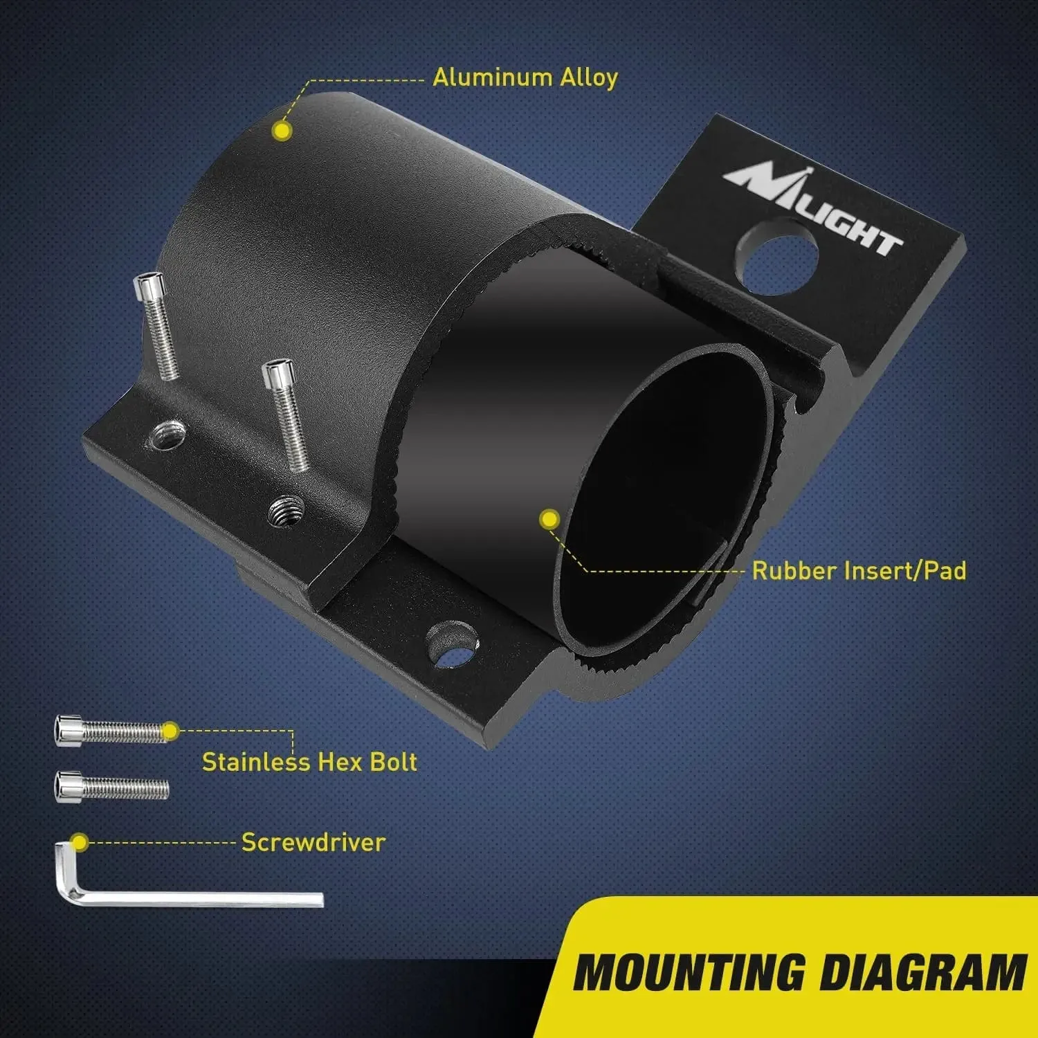 Tube Clamp Mount Bracket Kits Fit 2.87in-3.2in Round Bull Bar (Pair)