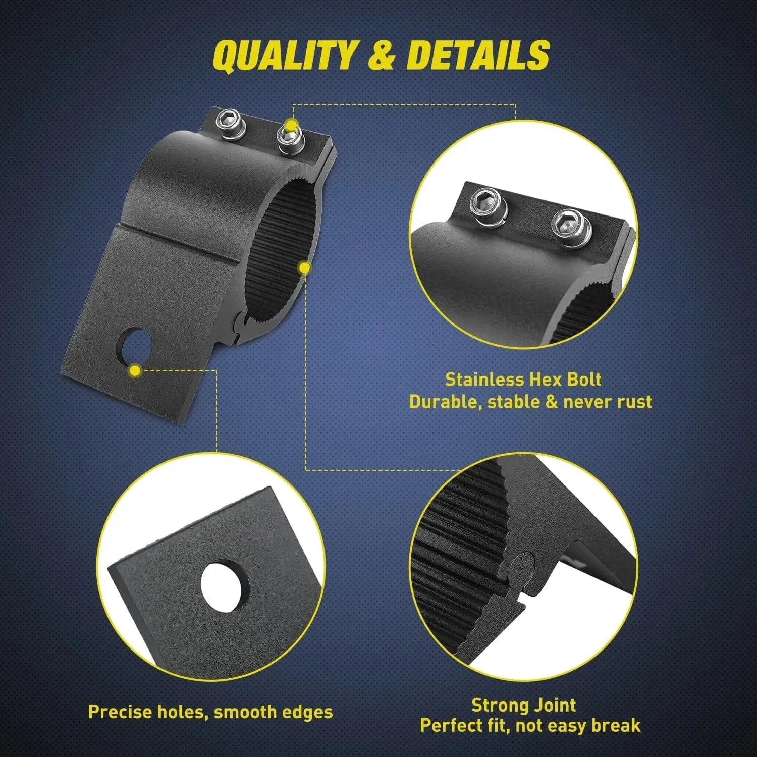 Tube Clamp Mount Bracket Kits Fit 2.87in-3.2in Round Bull Bar (Pair)