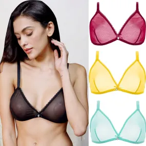 Varsbaby Women Sexy 2Pcs  See-Through Plus Size Sexy Lingerie Bra