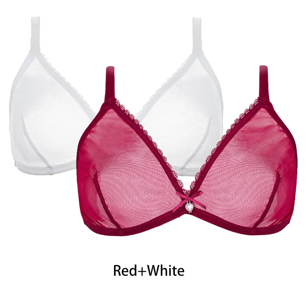 Varsbaby Women Sexy 2Pcs  See-Through Plus Size Sexy Lingerie Bra