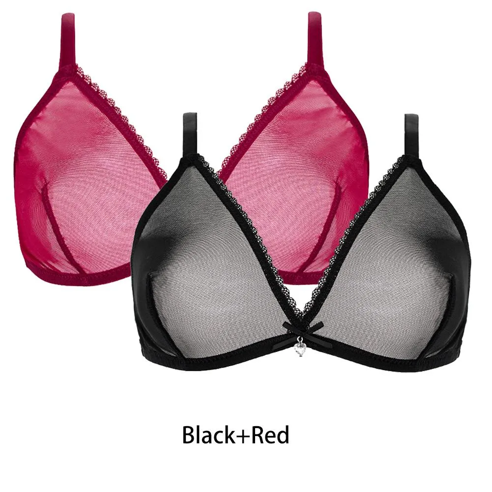 Varsbaby Women Sexy 2Pcs  See-Through Plus Size Sexy Lingerie Bra
