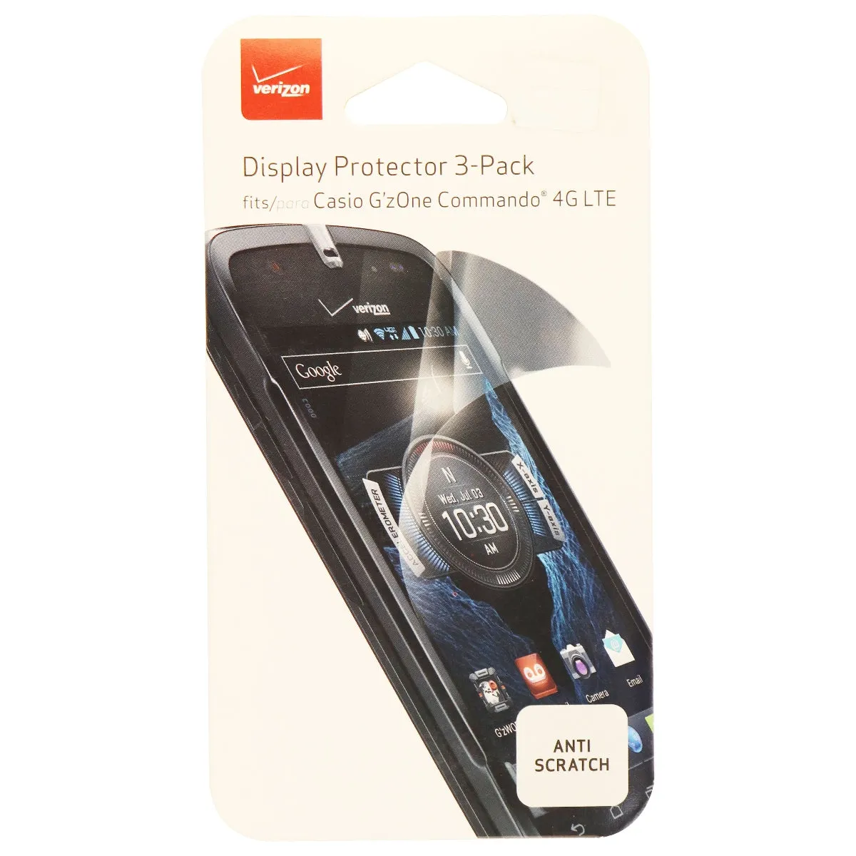 Verizon Wireless Display Protectors for Casio GzOne Commando 4G LTE (3 Pack)