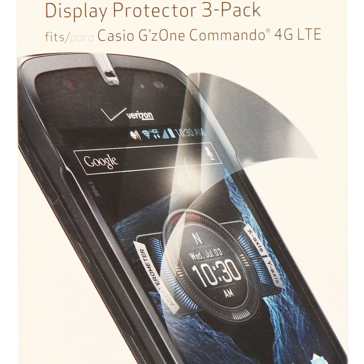 Verizon Wireless Display Protectors for Casio GzOne Commando 4G LTE (3 Pack)