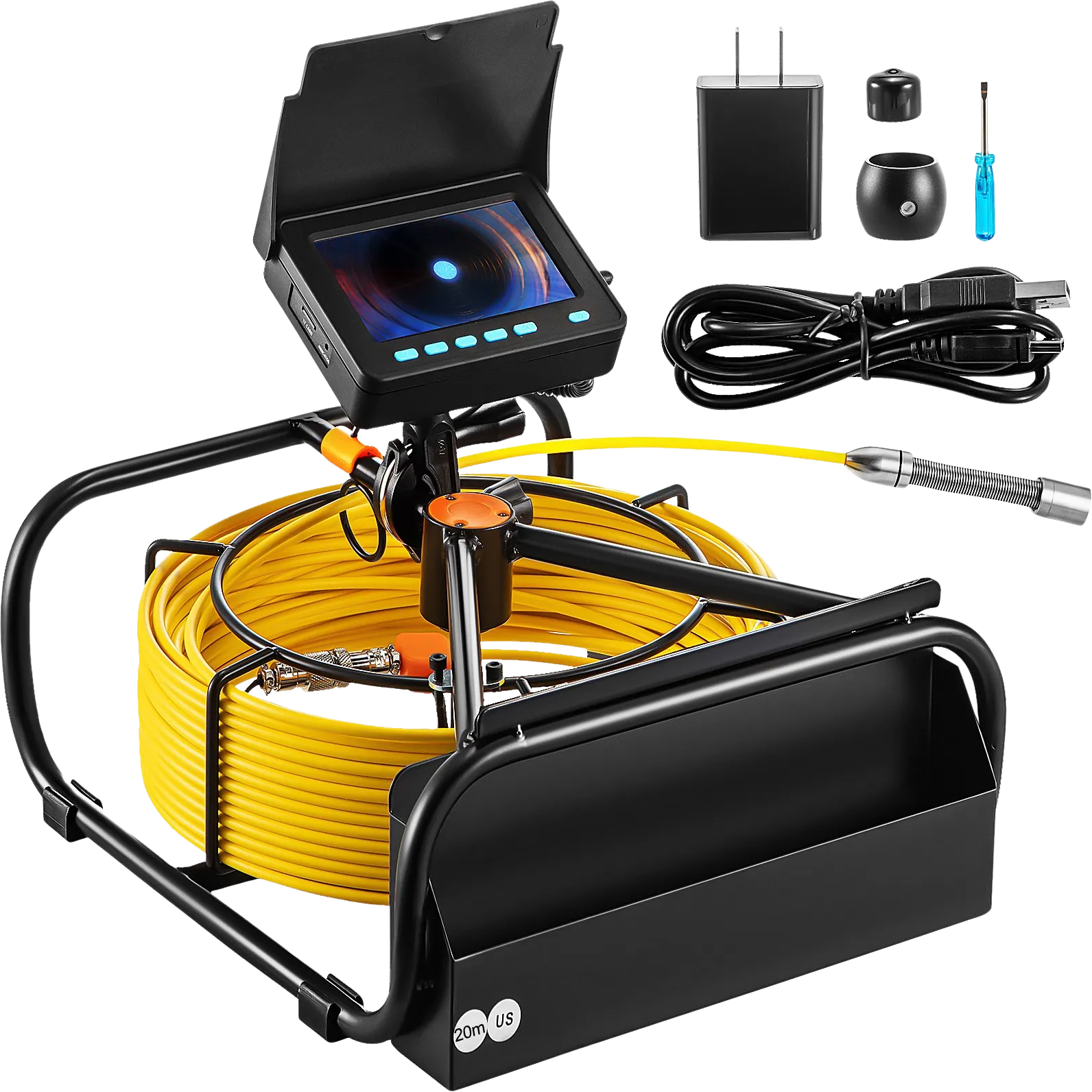 Vevor Sewer Camera 65.6' 20m 4.3" Pipe Drain Inspection DVR Function LED Lights New