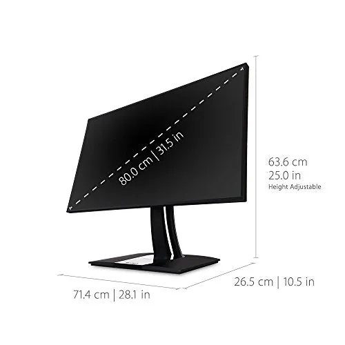 ViewSonic VP3268-4K PRO 32" 4K Monitor with 100% sRGB Rec 709 HDR10 14-bit 3D LUT Color Calibration for Photography and Graphic Design