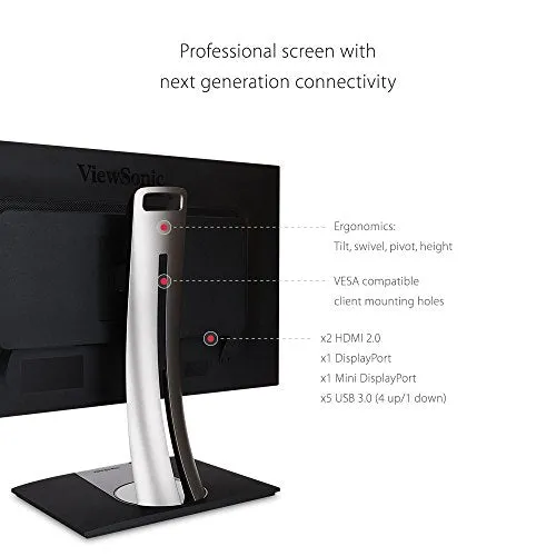 ViewSonic VP3268-4K PRO 32" 4K Monitor with 100% sRGB Rec 709 HDR10 14-bit 3D LUT Color Calibration for Photography and Graphic Design
