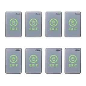 Visionis 8 Pack FPC-7554 VIS-7026 Indoor Touch Sensitive Type Standard Size Push To Exit Button For Door Access Control With LED NC COM And NO Outputs